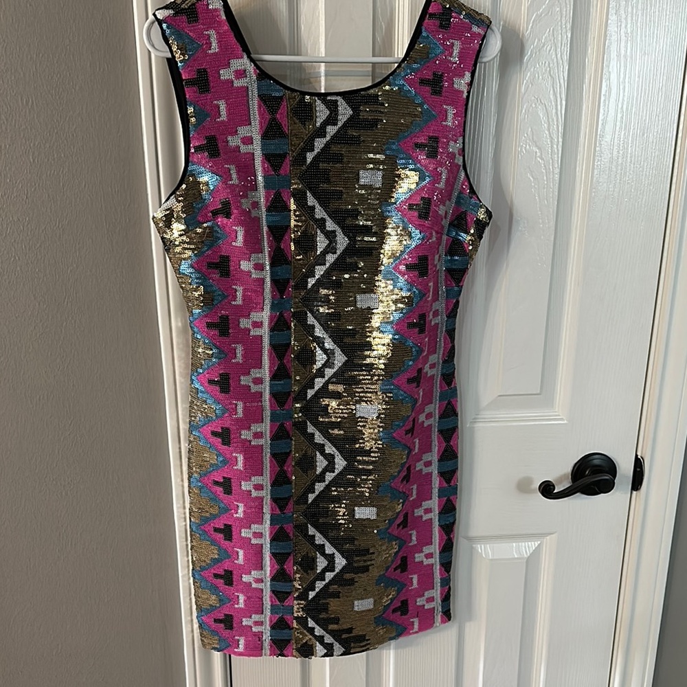 Sequin Geometric Pattern Dress